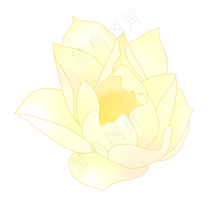 一朵米色荷花插图(2000X2000(DPI:299))psd模版下载