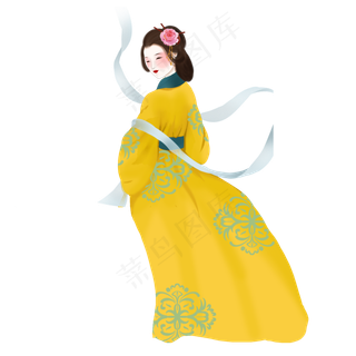 仕女图古风女子回眸素材