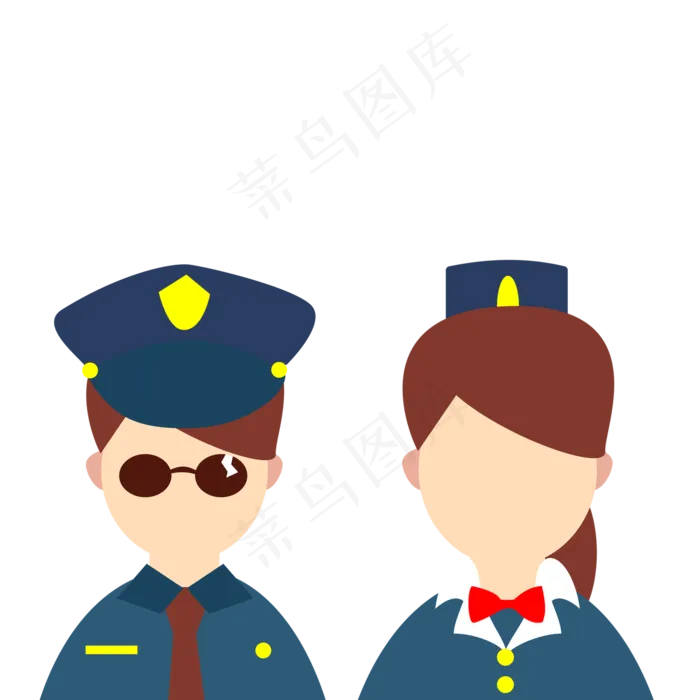扁平化人物空姐警察(2000X2000(DPI:300))psd模版下载