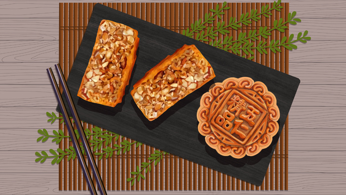 中秋节食品伍仁月饼(2880*1620px 300 dpi )psd模版下载