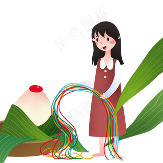 端午节拿着绳子的女孩