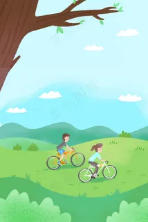 手绘可爱春季郊游