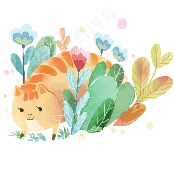 水彩花朵动物手绘卡通元素(3000X3000(DPI:762))psd模版下载