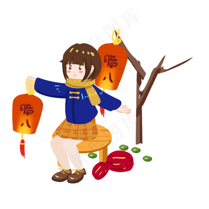 腊八节传统节日手绘插画,免抠元素