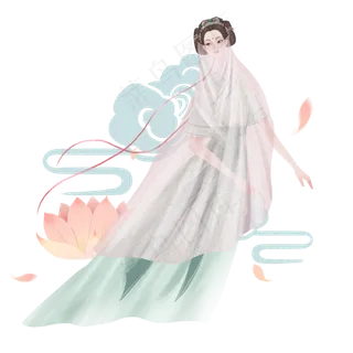 嫦娥飞天荷花仙子天女飞天神仙,免抠元素