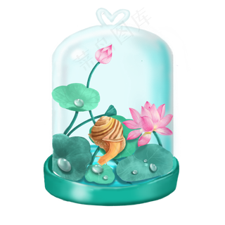 唯美玻璃瓶里的荷花荷叶,免抠元素