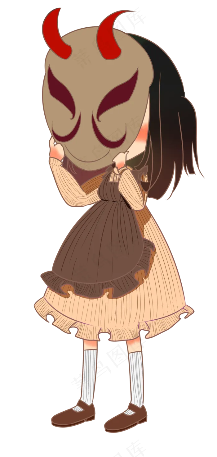 愚人节带面具的女孩(1669X3507(DPI:300))psd模版下载