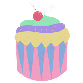 冰淇淋色系杯子蛋糕PNG免抠图