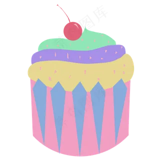 冰淇淋色系杯子蛋糕PNG免抠图