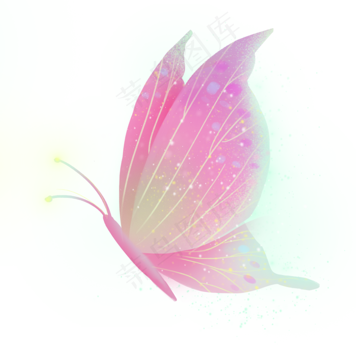 梦幻动物粉色星空蝴蝶,免抠元素