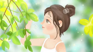 24节气夏天夏季女孩自然树叶