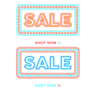 618边框霓虹灯促销图标装饰图案