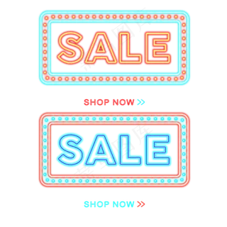 618边框霓虹灯促销图标装饰图案