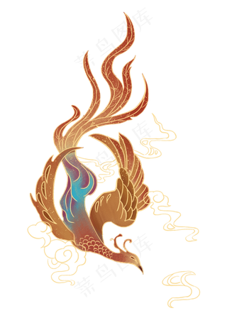 金红凤凰中国古典神兽,免抠元素