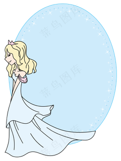 520蓝色婚纱唯美新娘矢量边框