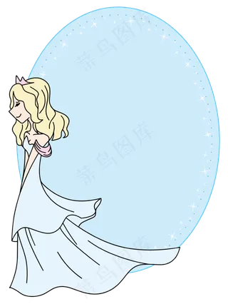 520蓝色婚纱唯美新娘矢量边框