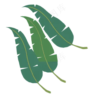 春天里的水彩绿色叶子免抠图