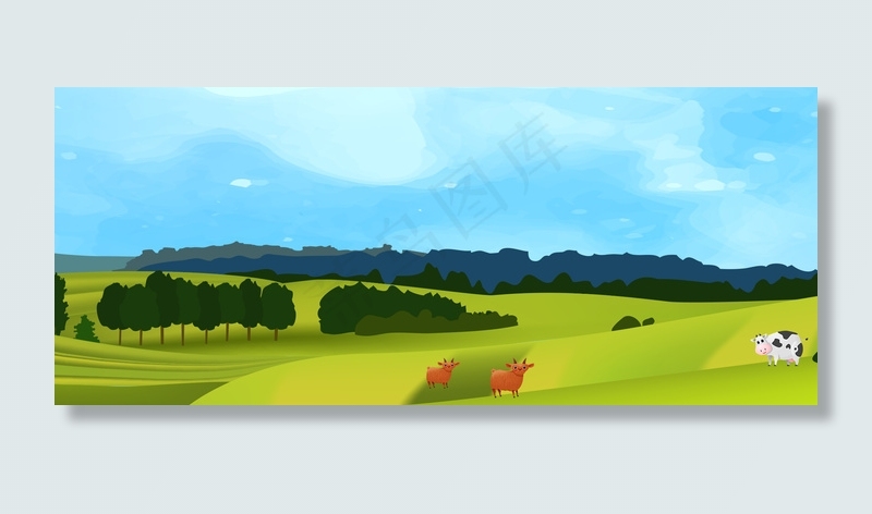 初春草原景色背景