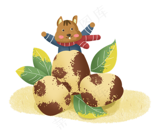 秋天动物松鼠秋日冬枣叶子