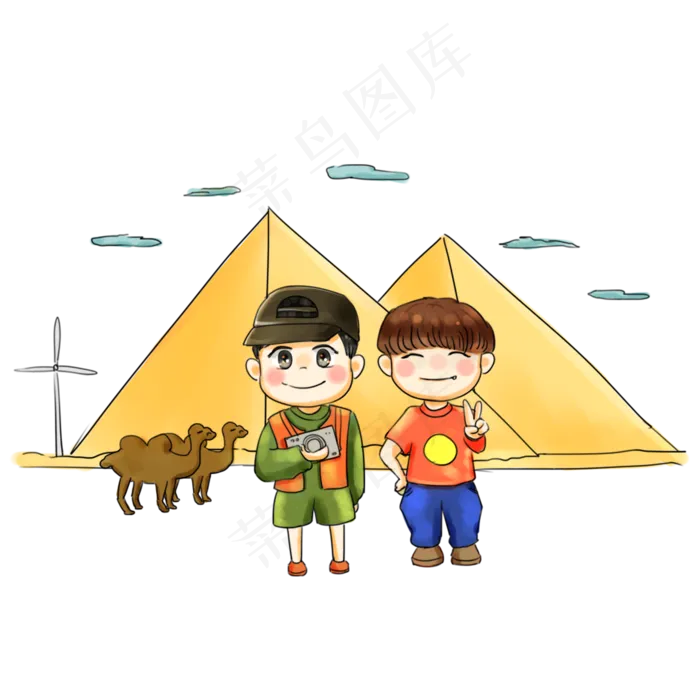 世界旅游日出游卡通手绘Q版埃及(2000X2000(DPI:300))psd模版下载