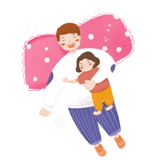 卡通可爱风爸爸与女儿