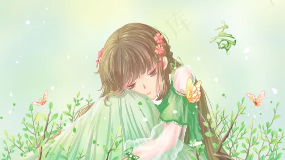 绿色唯美卡通小清新春季春天赏春治愈配图 绿色唯美卡通小清新春季春天赏春治愈配图