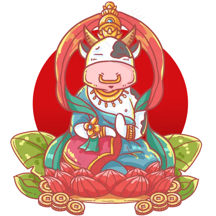 十二生肖卡通牛奶牛(2000X2000(DPI:300))psd模版下载