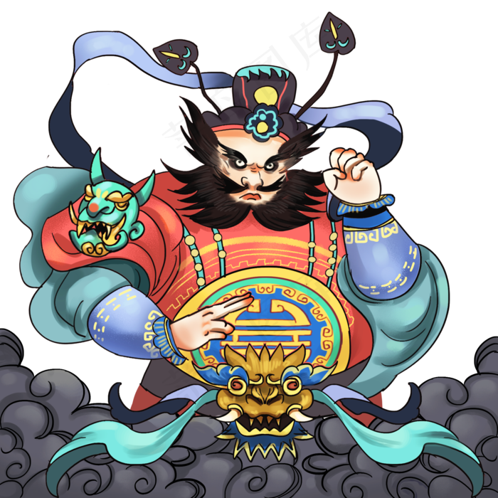 国潮年画钟馗捉鬼