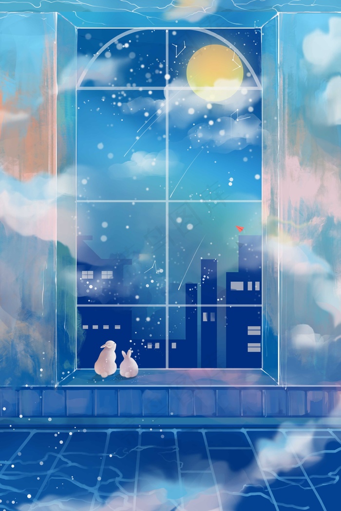 中秋节月兔月圆与共