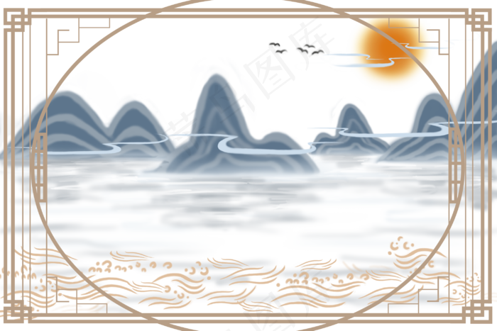 汉风古风边框(3000X2000(DPI:72))psd模版下载