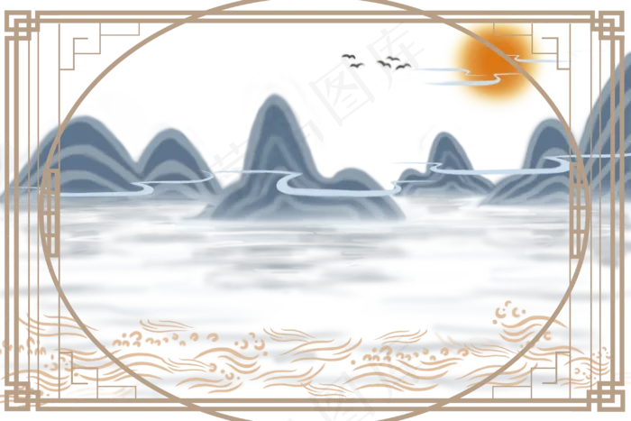 汉风古风边框(3000X2000(DPI:72))psd模版下载