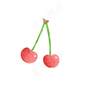 水彩纹理樱桃PNG