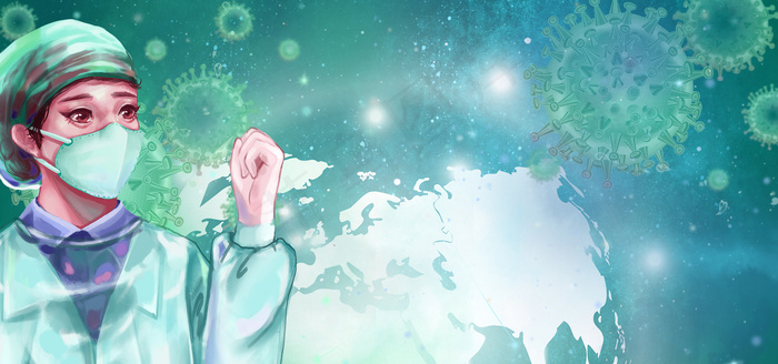 全球疫情口罩防护蓝色海报