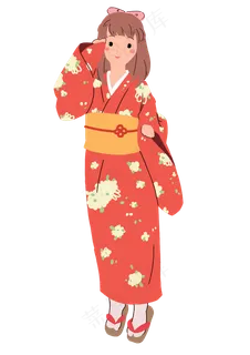 日本樱花和服女孩