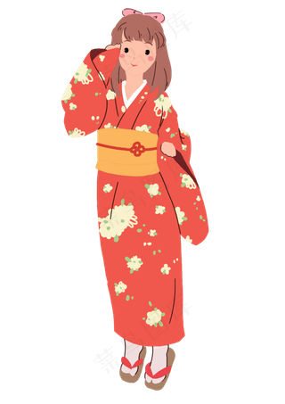 日本樱花和服女孩