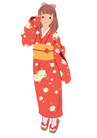 日本樱花和服女孩