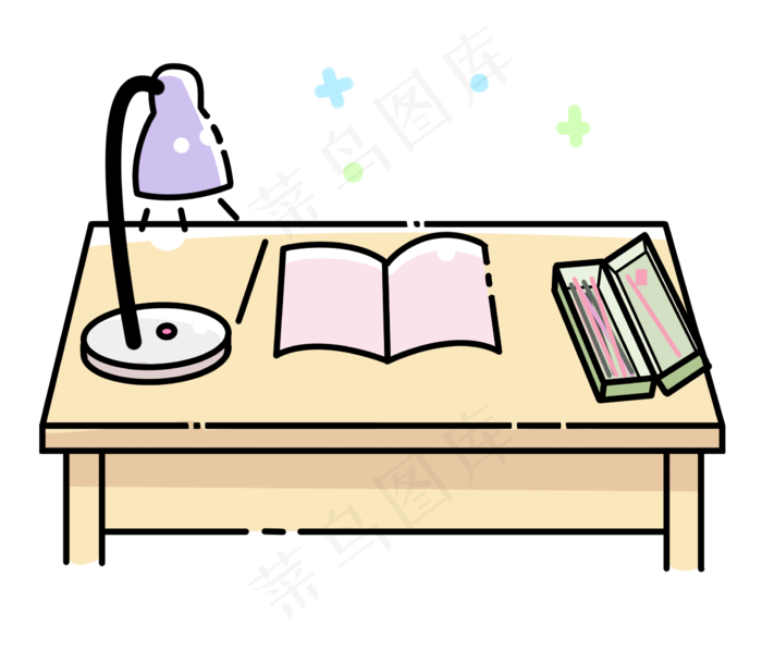 学习书桌书本插画