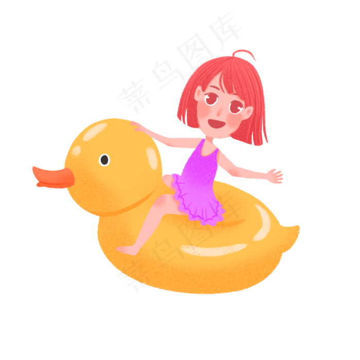 六一儿童节可爱女孩和水上小黄鸭