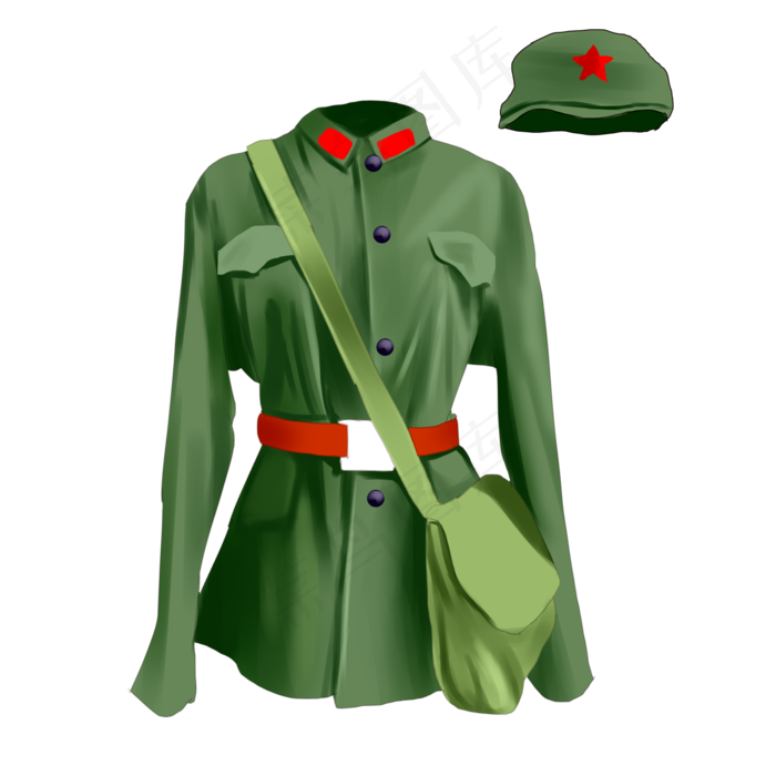 腰带整齐的军装