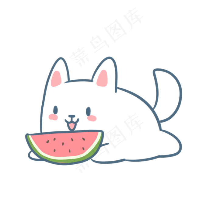 抱着西瓜的小萨摩(2100X2100(DPI:300))psd模版下载