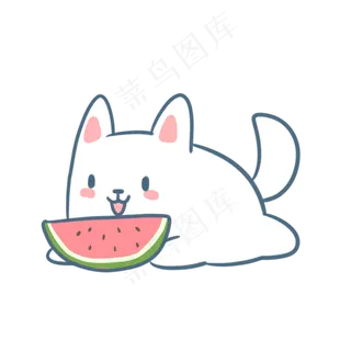 抱着西瓜的小萨摩