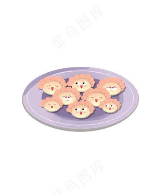 矢量手绘卡通饺子,免抠元素