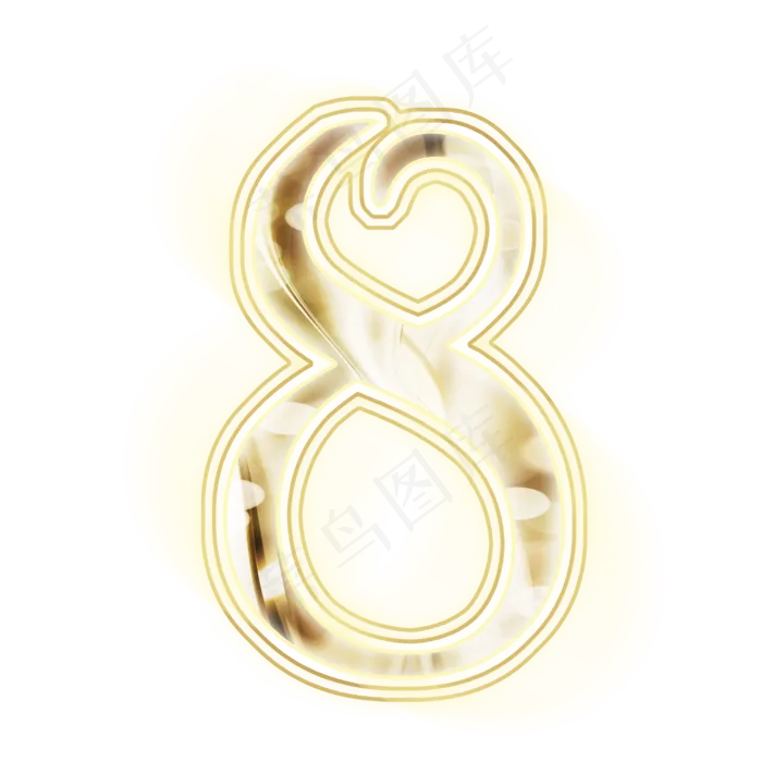 金色光效数字8(2000*2000px 	      )psd模版下载
