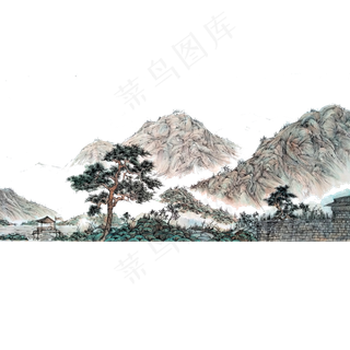 国画水墨山水写意风景PNG