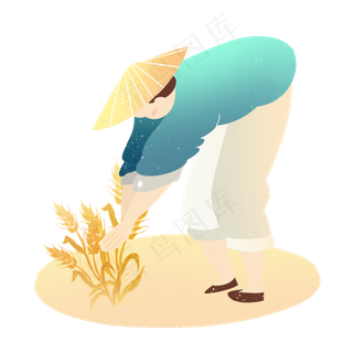 芒种麦子收获农民素材