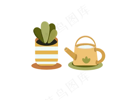 多肉植物浇水壶卡通,免抠元素