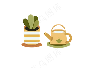 多肉植物浇水壶卡通,免抠元素