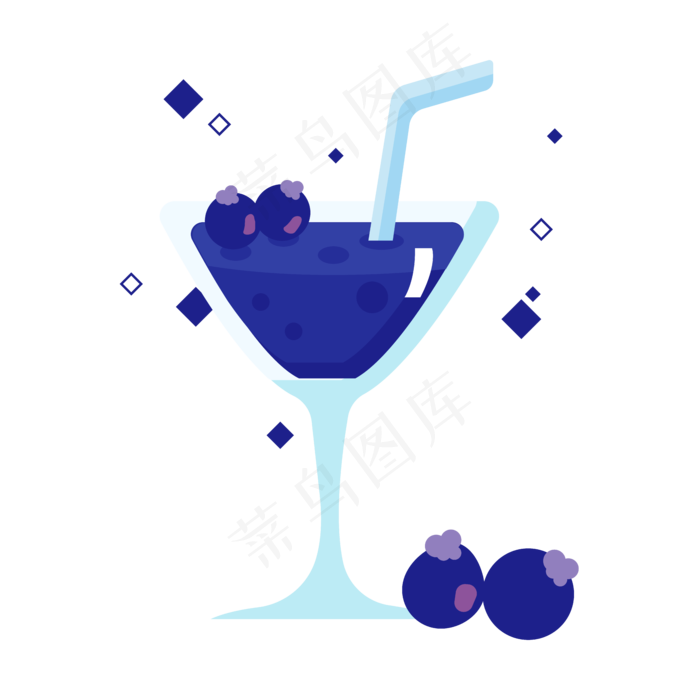 处暑来临冰镇蓝莓饮料矢量元素