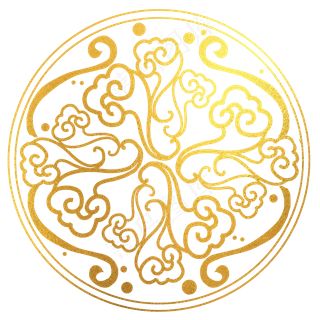 烫金中国风圆形祥云精致装饰图案,免抠元素