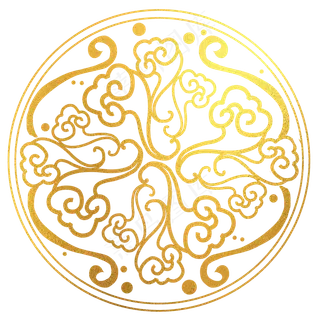 烫金中国风圆形祥云精致装饰图案,免抠元素